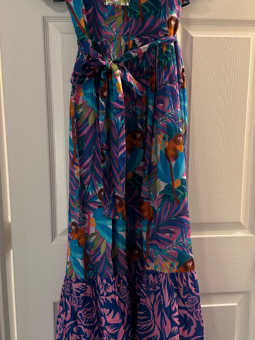 Briton Court Vibrant Purple Tropical Maxi Skirt with Tie Waist